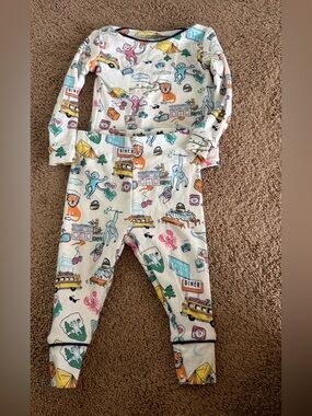 Roller Rabbit x Target Kids Cream Travel & Animal Print Two-Piece Pajamas